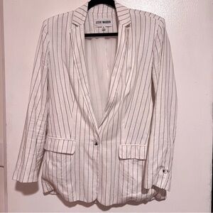 Steve Madden White and Black Stripped Light Summer Blazer